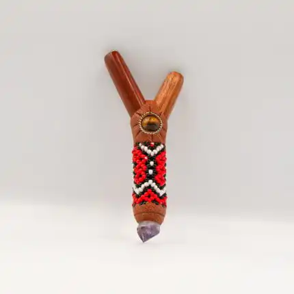 Kuripe Applikator mit Steinen (Katzenauge, Amethyst) - Rot, Weiss, Schwarz