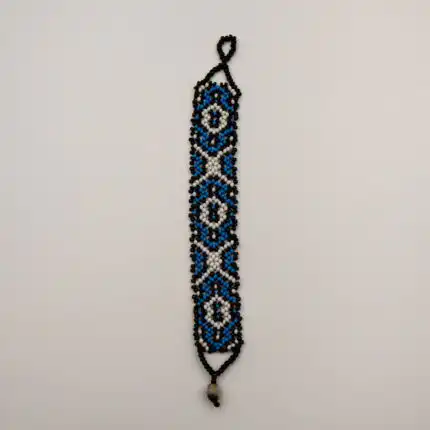 Shipibo Armband - schmal - blau/weiss
