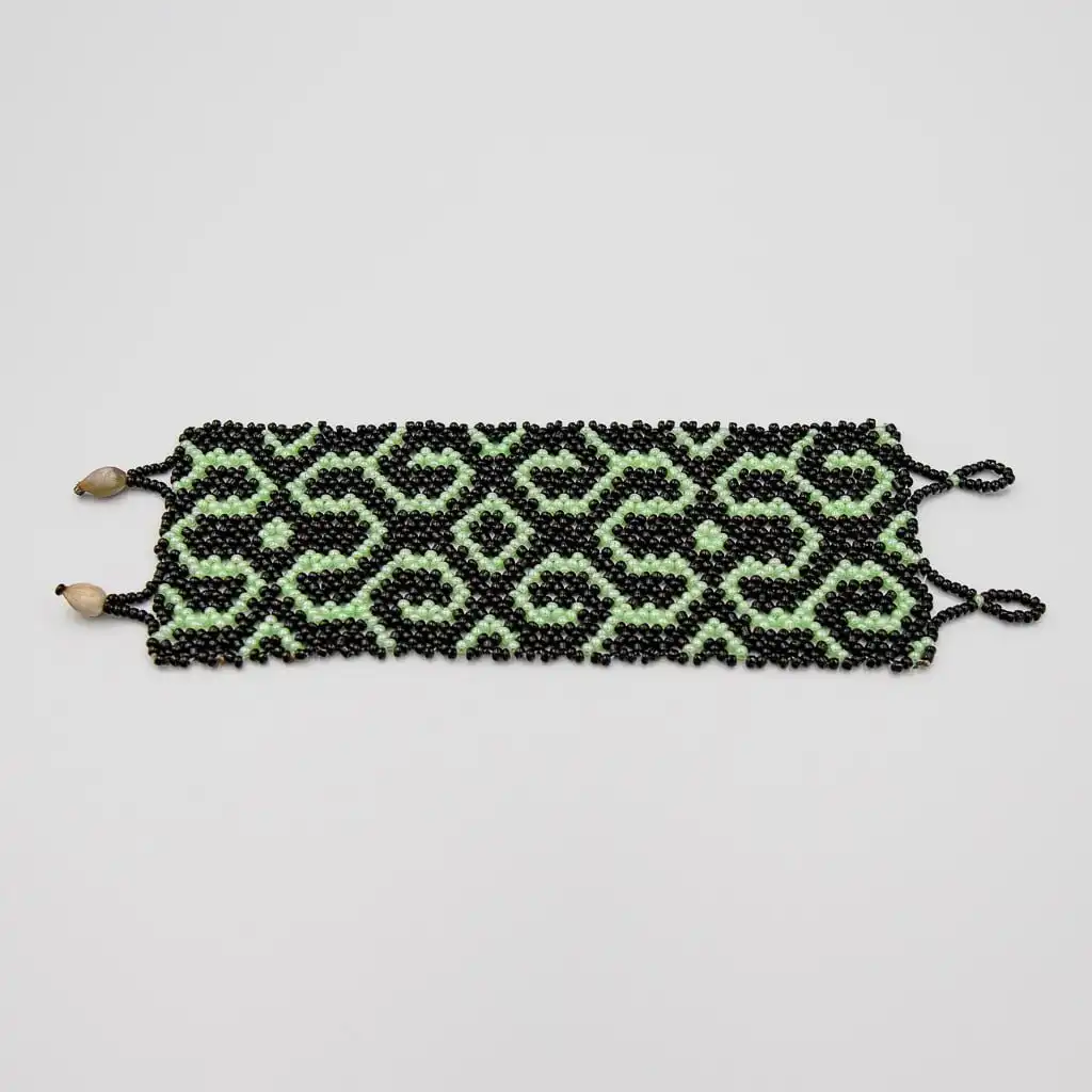 006-0029-armband Bracelet - Shipibo - black, turquoise - Image 1