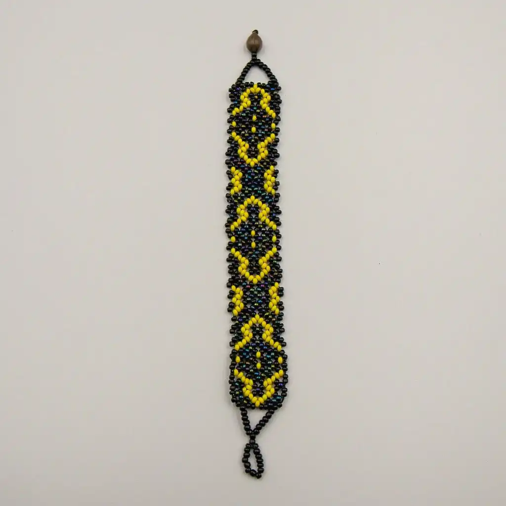 006-0036-armband Shipibo Bracelet - black/yellow - Image 1