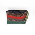 Andean Zipper Pouch from Peru – Green-Red with Ethnic Stripes - Image 2