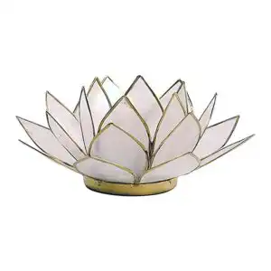 Lotus Teelichthalter Natur / Gold