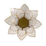 Lotus Teelichthalter Natur / Gold
