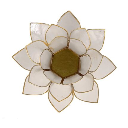 Lotus Teelichthalter Natur / Gold