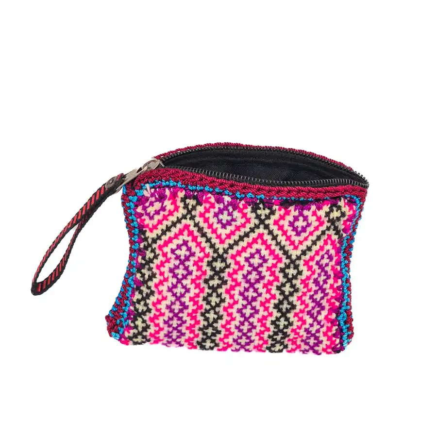 shipibo-pouch-S3-1-min Small Shipibo Pouch – Zigzag Pattern Pink-Purple - Image 1