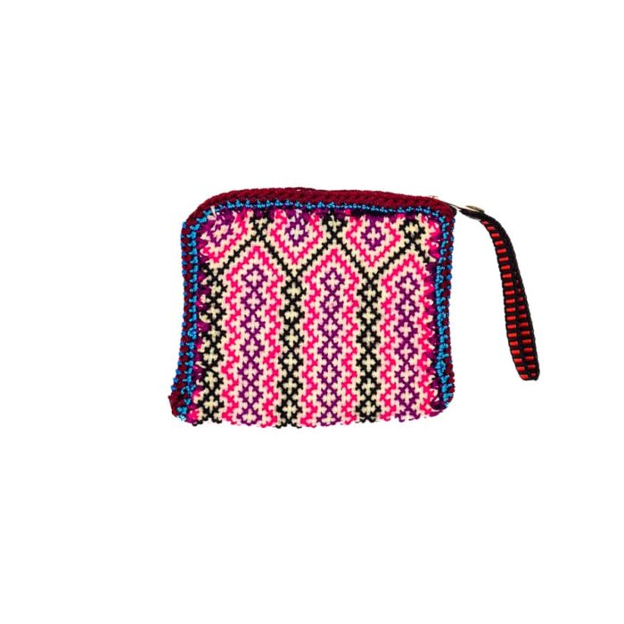 Small Shipibo Pouch – Zigzag Pattern Pink-Purple - Image 2