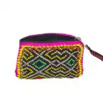 Kleines Shipibo Täschchen – Kené Muster Schwarz-Pink-Grün