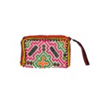 Small Shipibo Pouch – Cross Pattern Pink-Green-Orange - Image 3