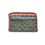 Shipibo Style Pouch – Cross Pattern Green-Red