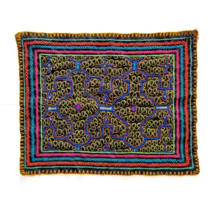 Shipibo Kené Tuch – Bero Icha - Schwarz, Violett